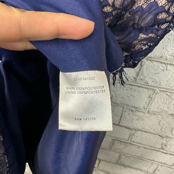 StyleStalker Dress Blue Lace Mini Party Cocktail Sleeveless Floral V Neck Navy S - Picture 10 of 12